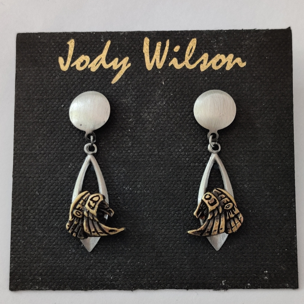 Dangling Pewter Earrings by a Canadian Indigenous artist Jody Wilson